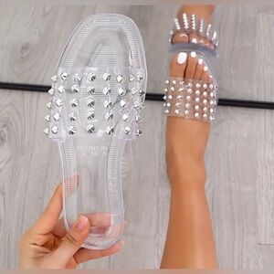 Rhinestone Clear Spiked Sandals